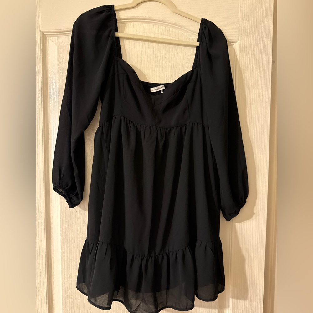 Abercrombie & Fitch Black Puff Sleeve Mini Dress